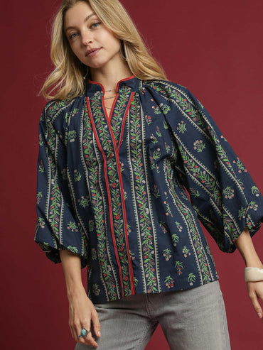 Umgee Floral Mix Top