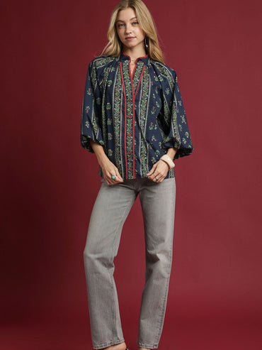 Umgee Floral Mix Top