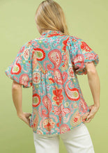 Load image into Gallery viewer, Umgee Paisley Puff Sleeve Top