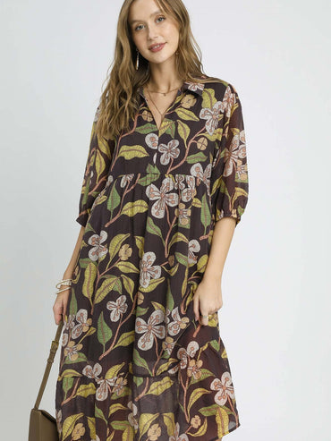 Umgee Floral Midi Dress