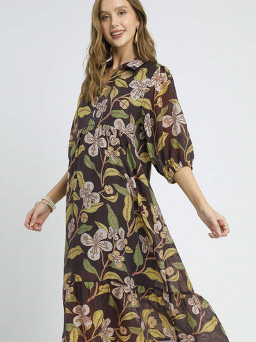 Umgee Floral Midi Dress