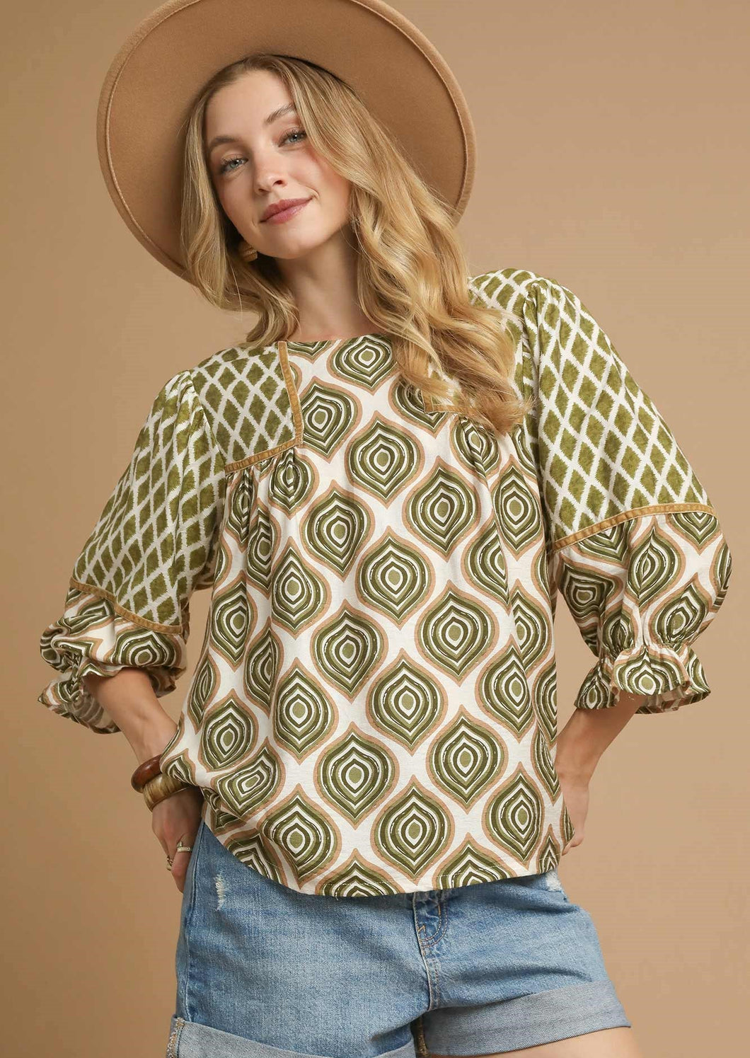 Umgee Geometric Print Top