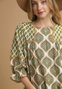 Umgee Geometric Print Top