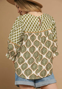 Umgee Geometric Print Top