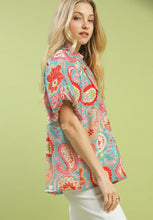 Load image into Gallery viewer, Umgee Paisley Puff Sleeve Top
