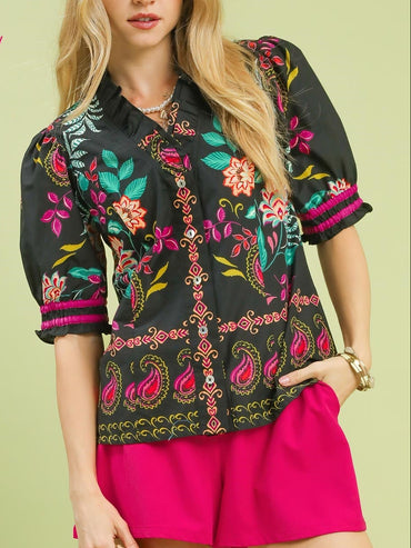 Umgee Paisley Print Top