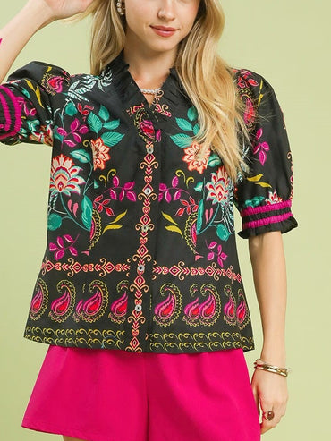 Umgee Paisley Print Top