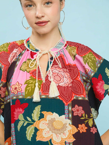 Umgee Patchwork Print Top