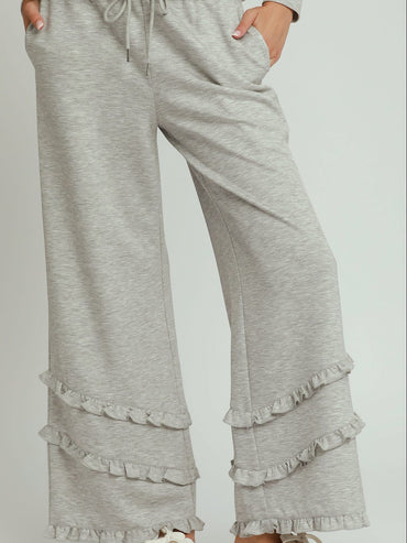 Umgee Ruffle Wide-Leg Pants