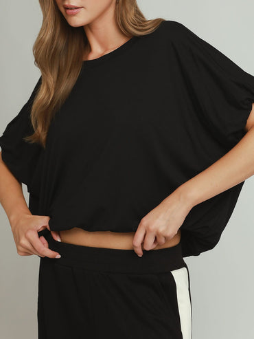 Umgee Bubble Hem Top Black