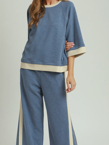 Umgee Raglan Dreamplush Top Denim