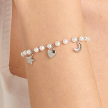 Load image into Gallery viewer, Brosway Pearl Bracelet Chant with Moon &amp; Heart

