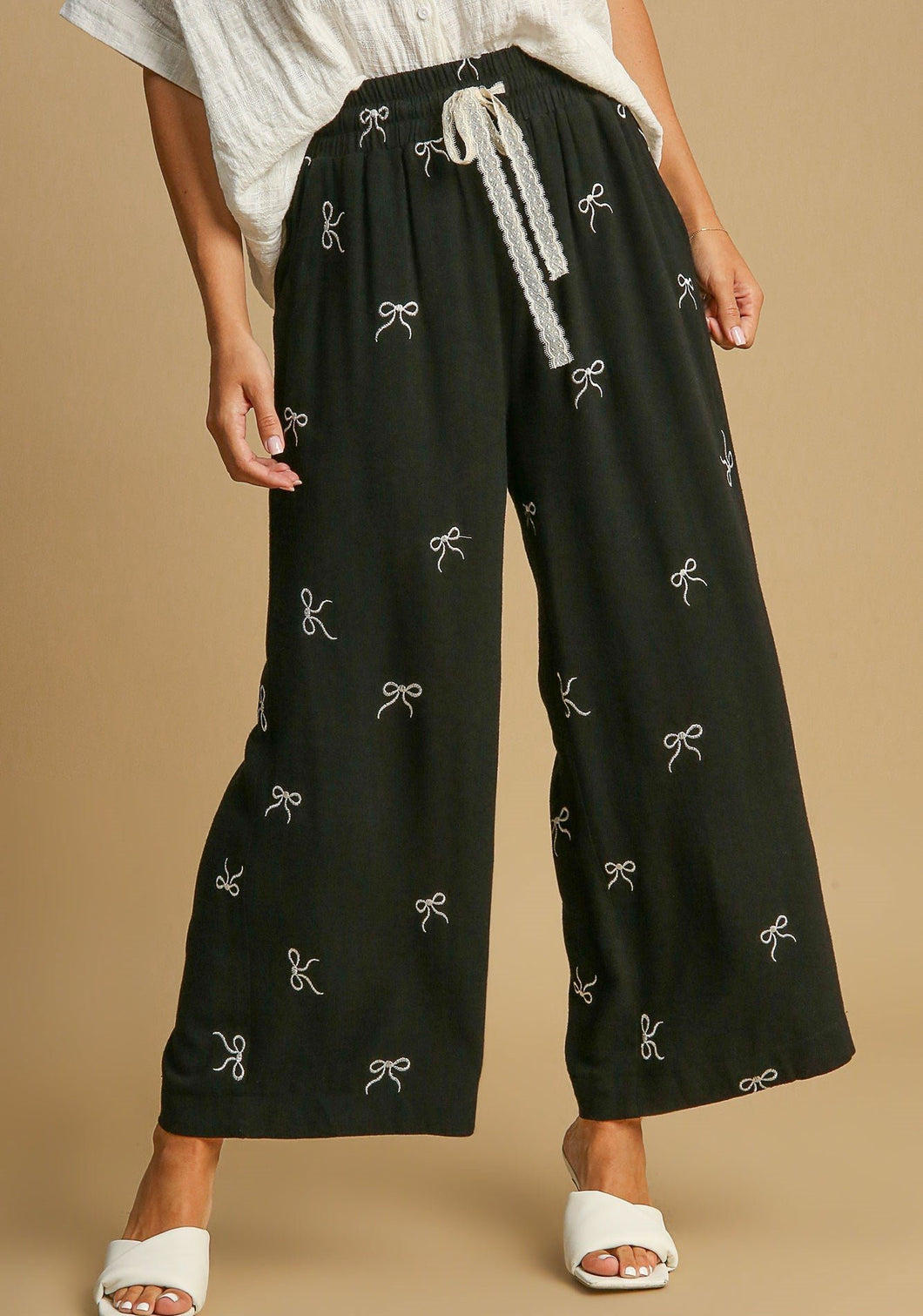 Umgee Bow Wide Leg Pants