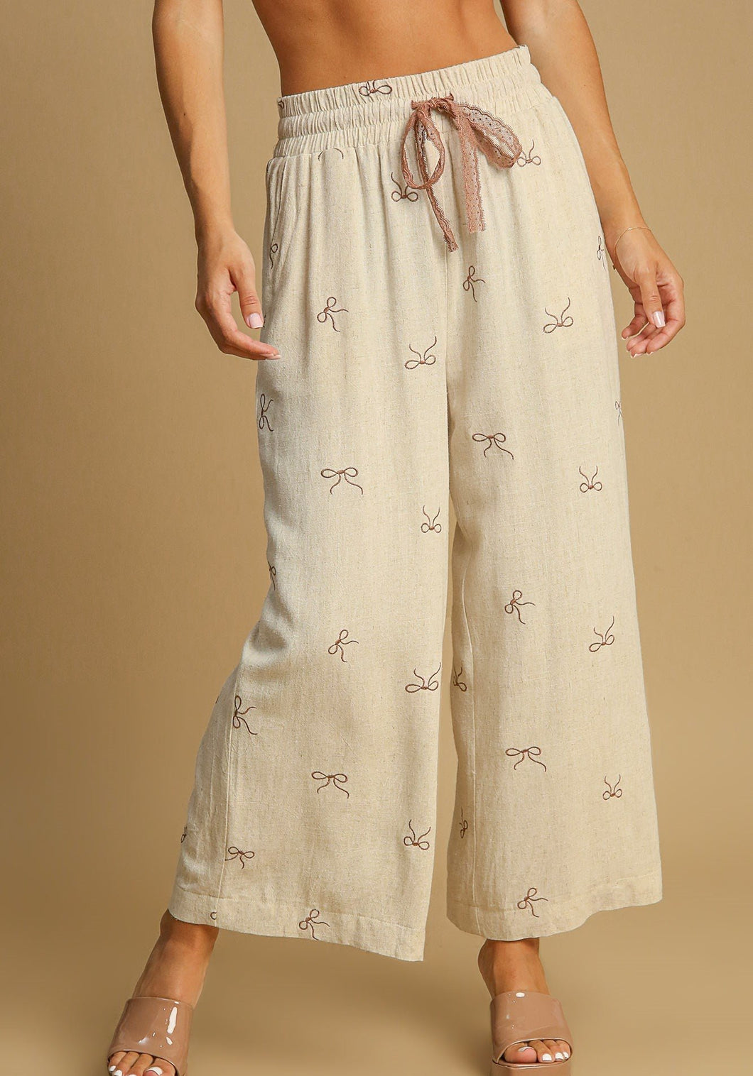 Umgee Bow Wide Leg Pants