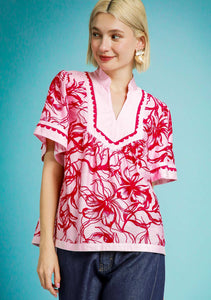 Umgee Floral Scalloped Top