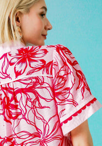 Umgee Floral Scalloped Top