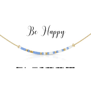 Dot & Dash Morse Code Be Happy Necklace