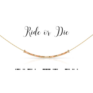 Dot & Dash Morse Code Ride or Die Necklace