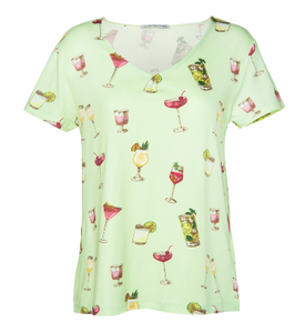 Amanda Blu Mint Cocktails Pajama Top