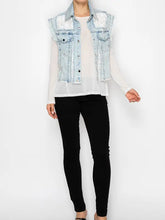 Load image into Gallery viewer, Origami Lace Denim Vest
