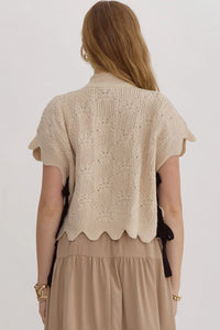 Entro Scalloped Mock Neck Top