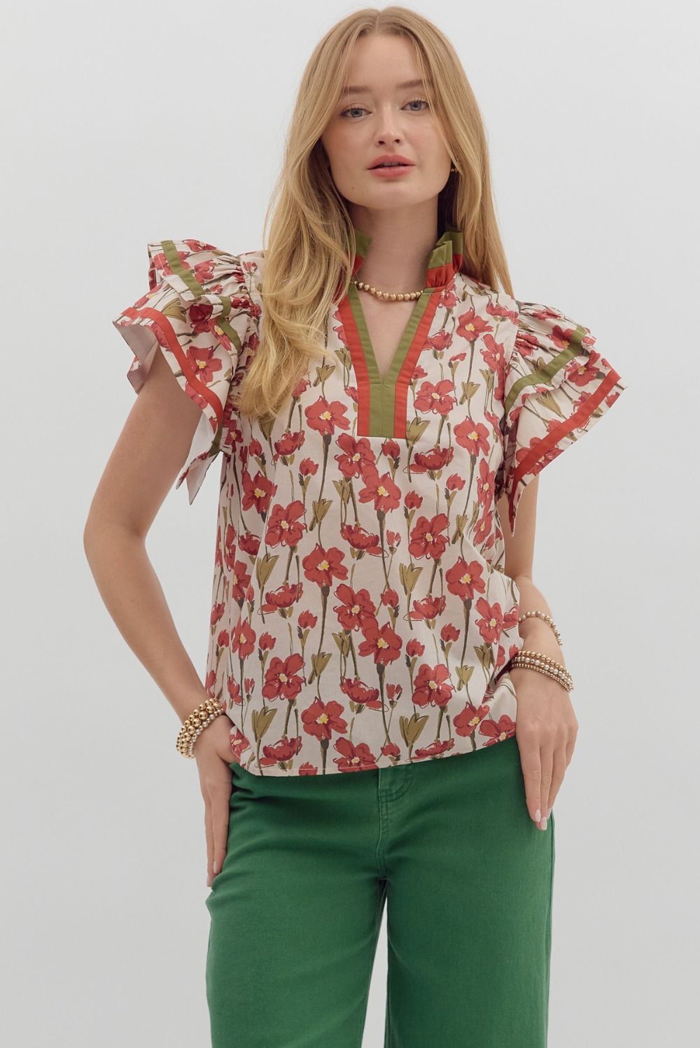 Entro Flutter Floral Top