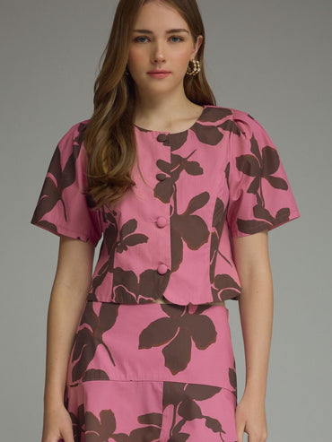 Entro Floral Button-Up Top