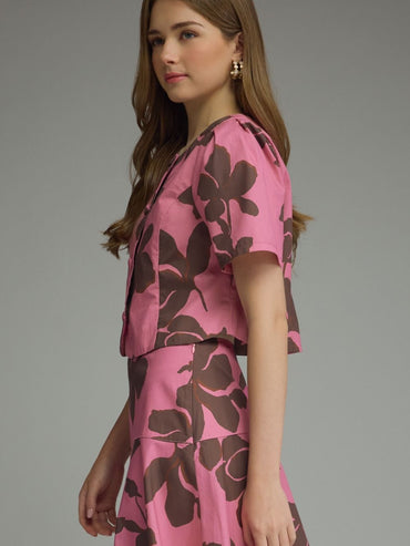 Entro Floral Button-Up Top
