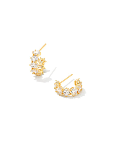 Kendra Scott Cailin Crystal Huggie Earrings Gold