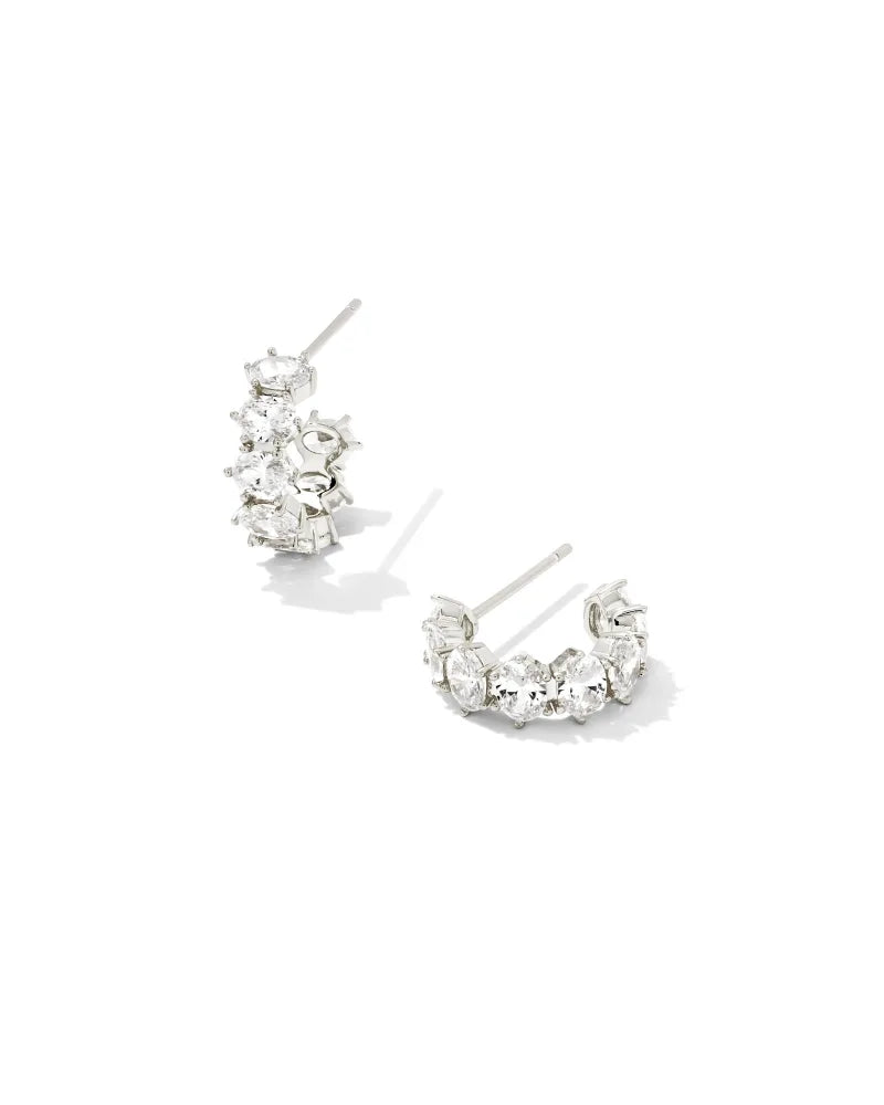 Kendra Scott Cailin Crystal Huggie Earrings Rhodium