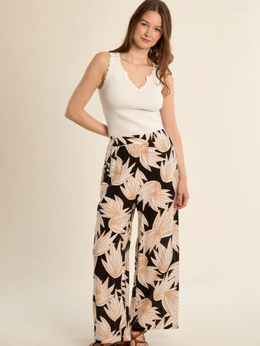 Molly Bracken Palm Leaf Palazzo Pants