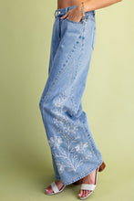 Load image into Gallery viewer, Easel Wide Leg Embroidered Jeans
